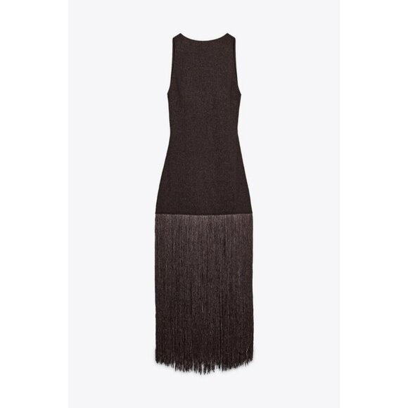 ZARA FRINGED FITTED DRESS - Picture 1 of 10